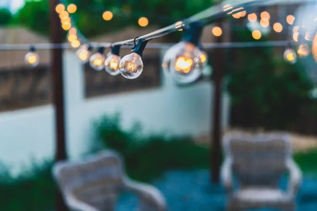 fairy lights on a patio